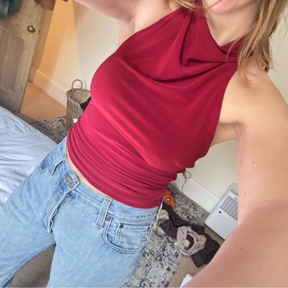 Elegant Red Halter Top